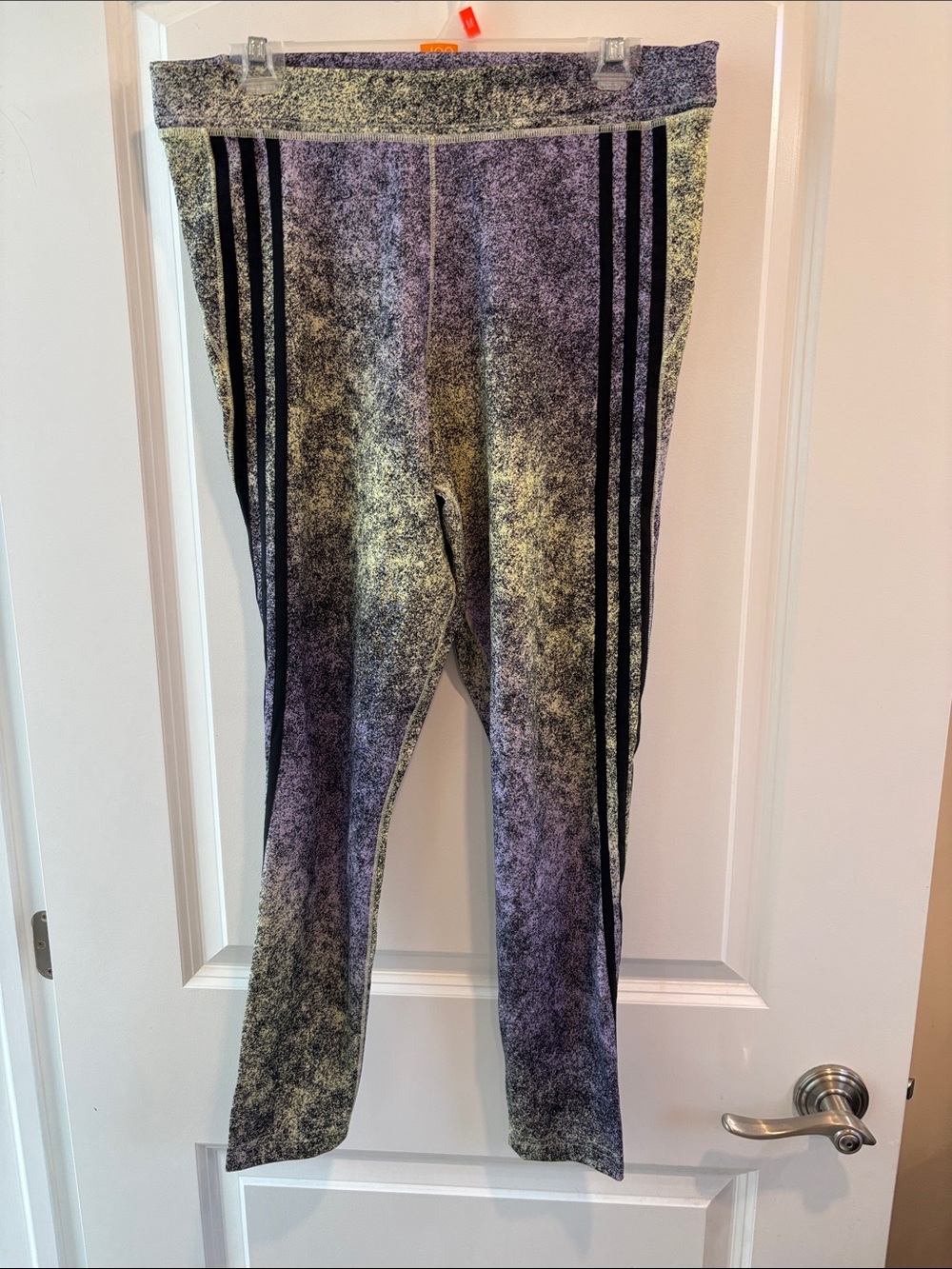 adidas Heathered Gray Leggings with Black Side Stripes
